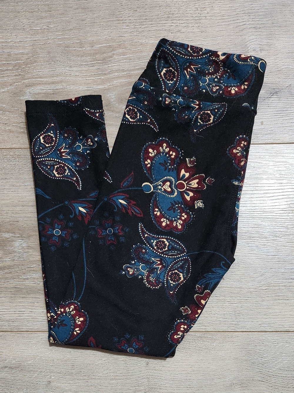 LuLaRoe Black Paisley-Print Girls Leggings